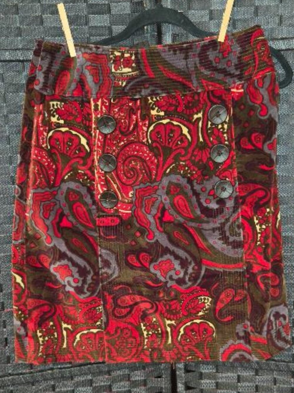 Etcetera Velvet/Velour Texture Paisley Mini Skirt Y2K